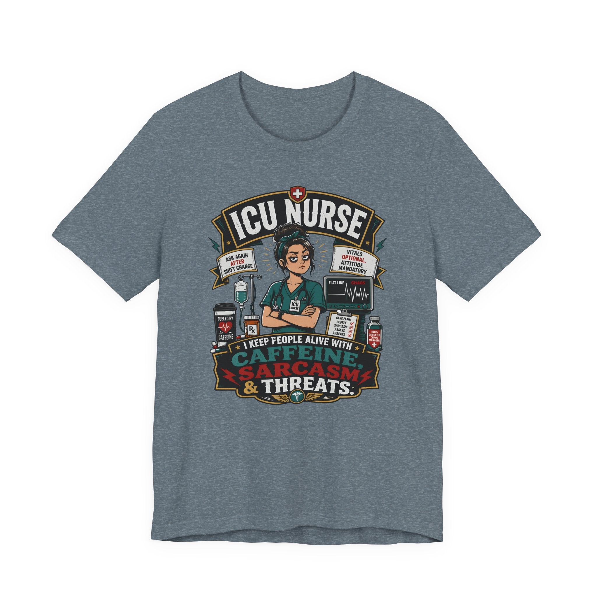 Caffeine, Sarcasm, Threats T-Shirt