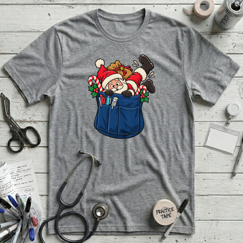 Santa in a Pocket T-Shirt