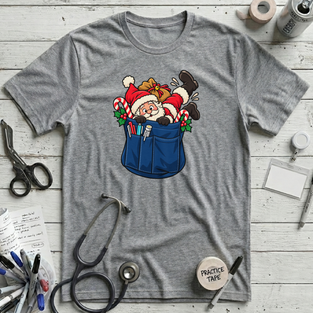 Santa in a Pocket T-Shirt