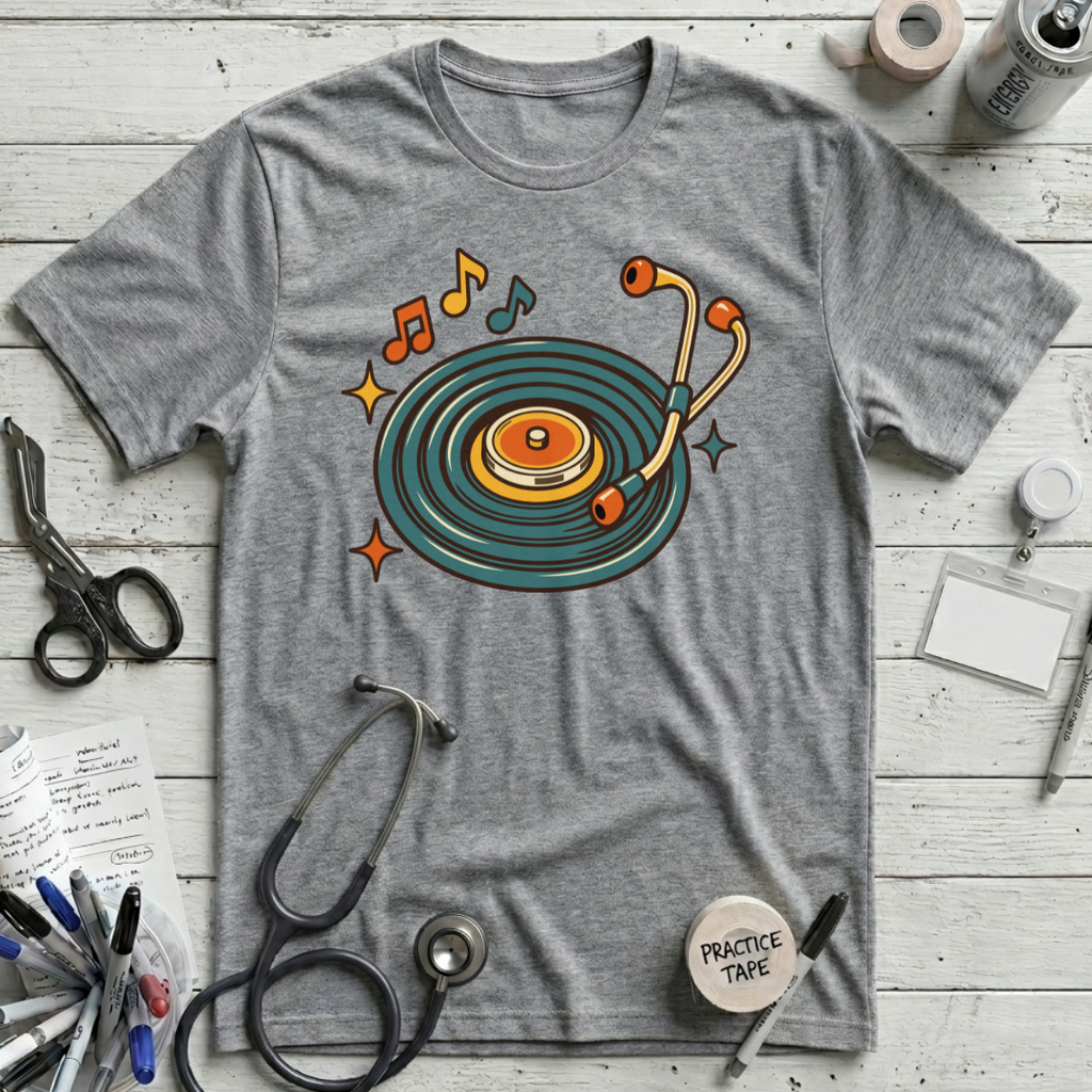 Stethoscope Vinyl Turntable T-Shirt