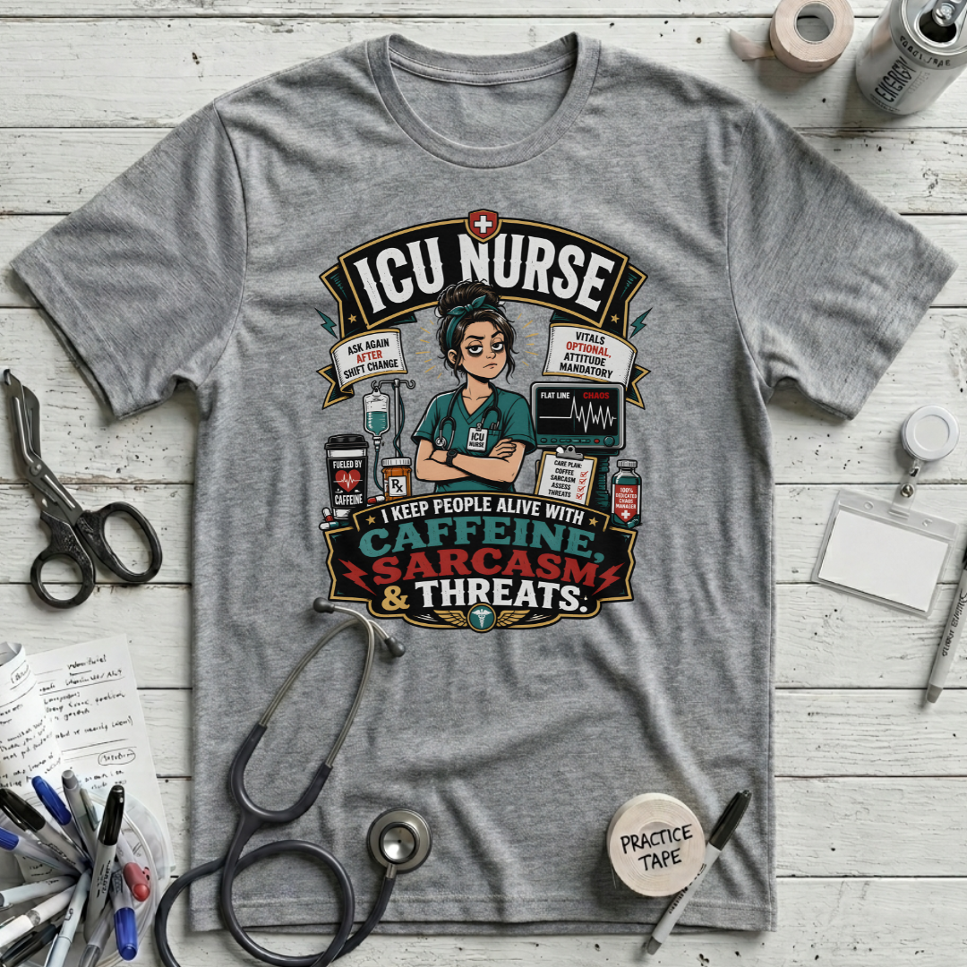 Caffeine, Sarcasm, Threats T-Shirt