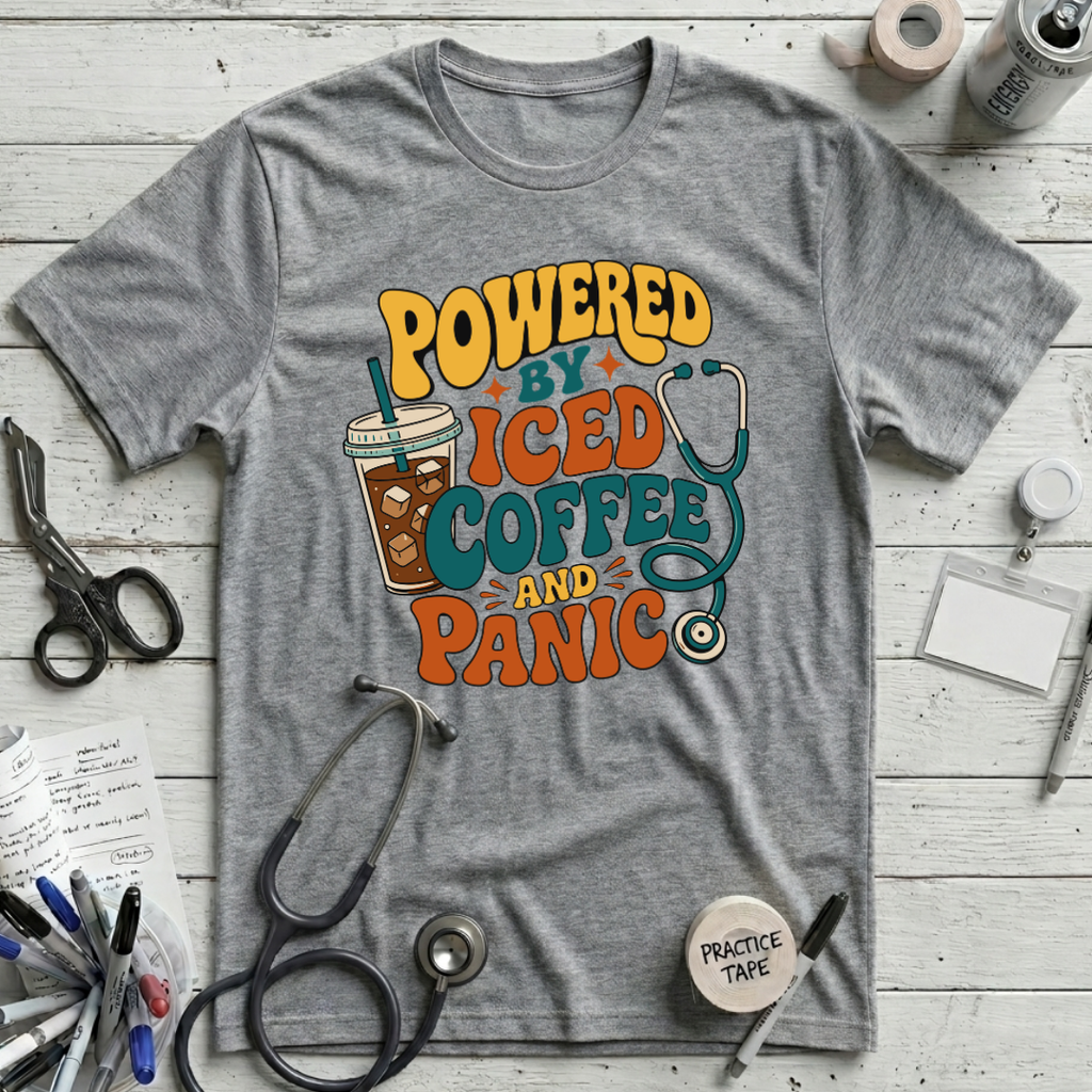 Coffee and Panic T-Shirt - Athletic Heather