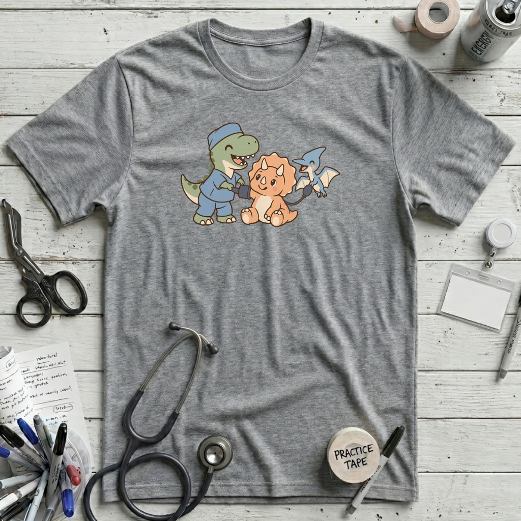 Dinosaur Checkup Crew T-Shirt - Athletic Heather