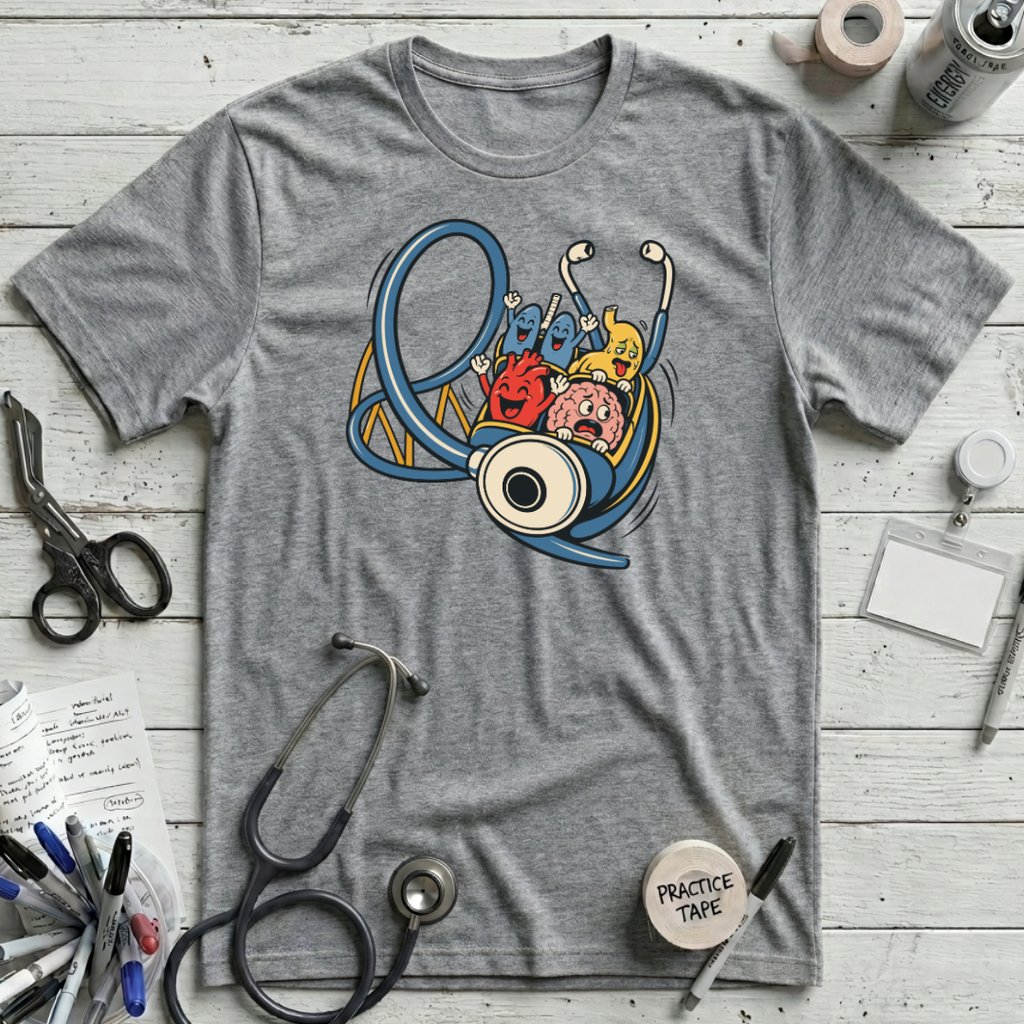 Stethoscope Roller Coaster T-Shirt - Athletic Heather