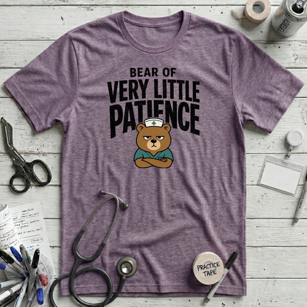 Bear Patience T-Shirt - Heather Purple
