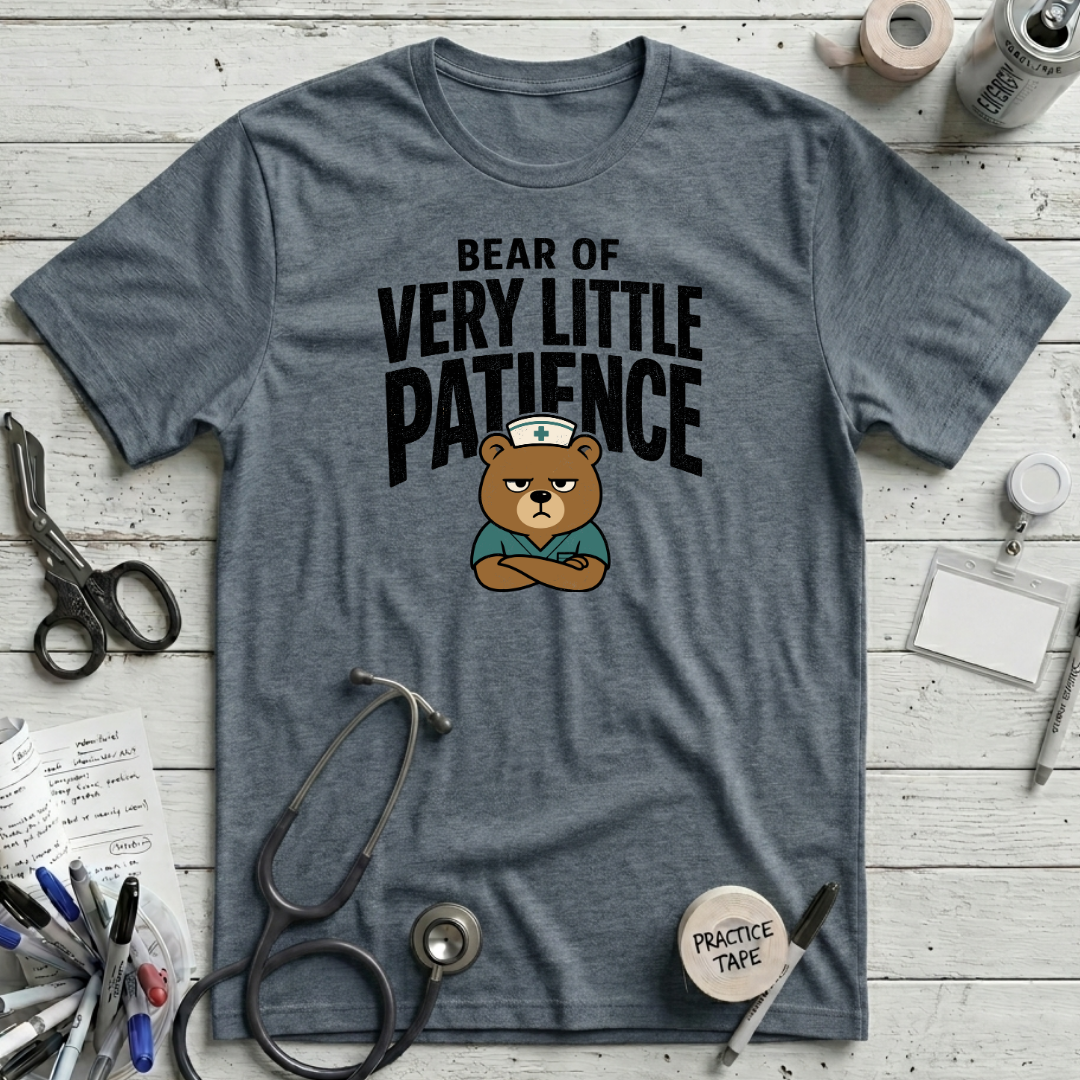 Bear Patience T-Shirt - Heather Slate