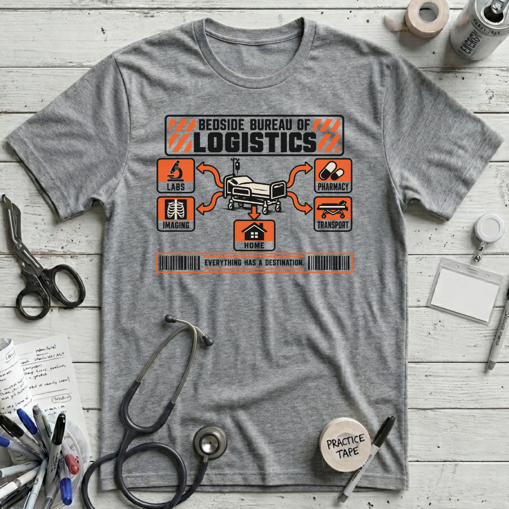 Bedside Logistics Map T-Shirt - Athletic Heather