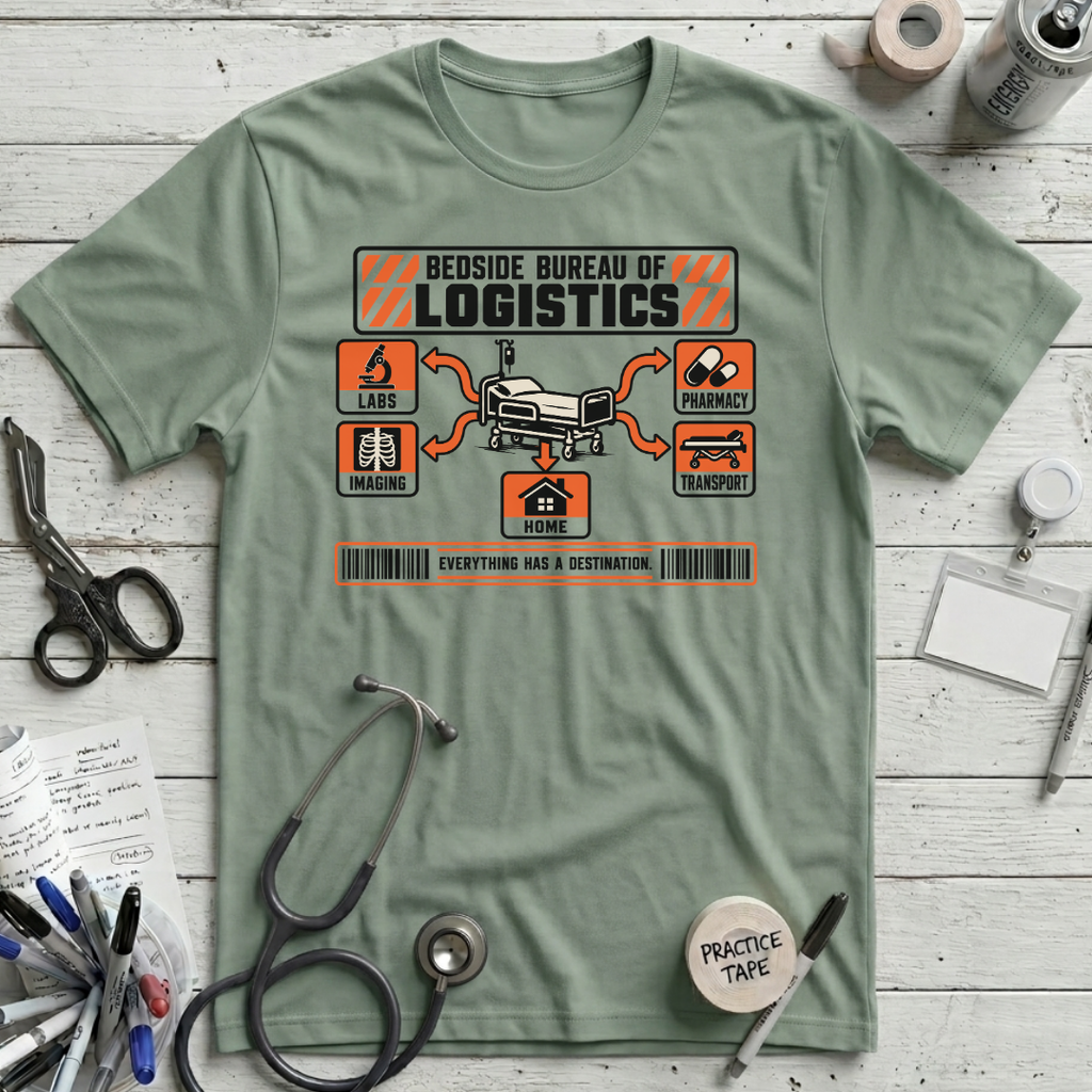 Bedside Logistics Map T-Shirt - Sage