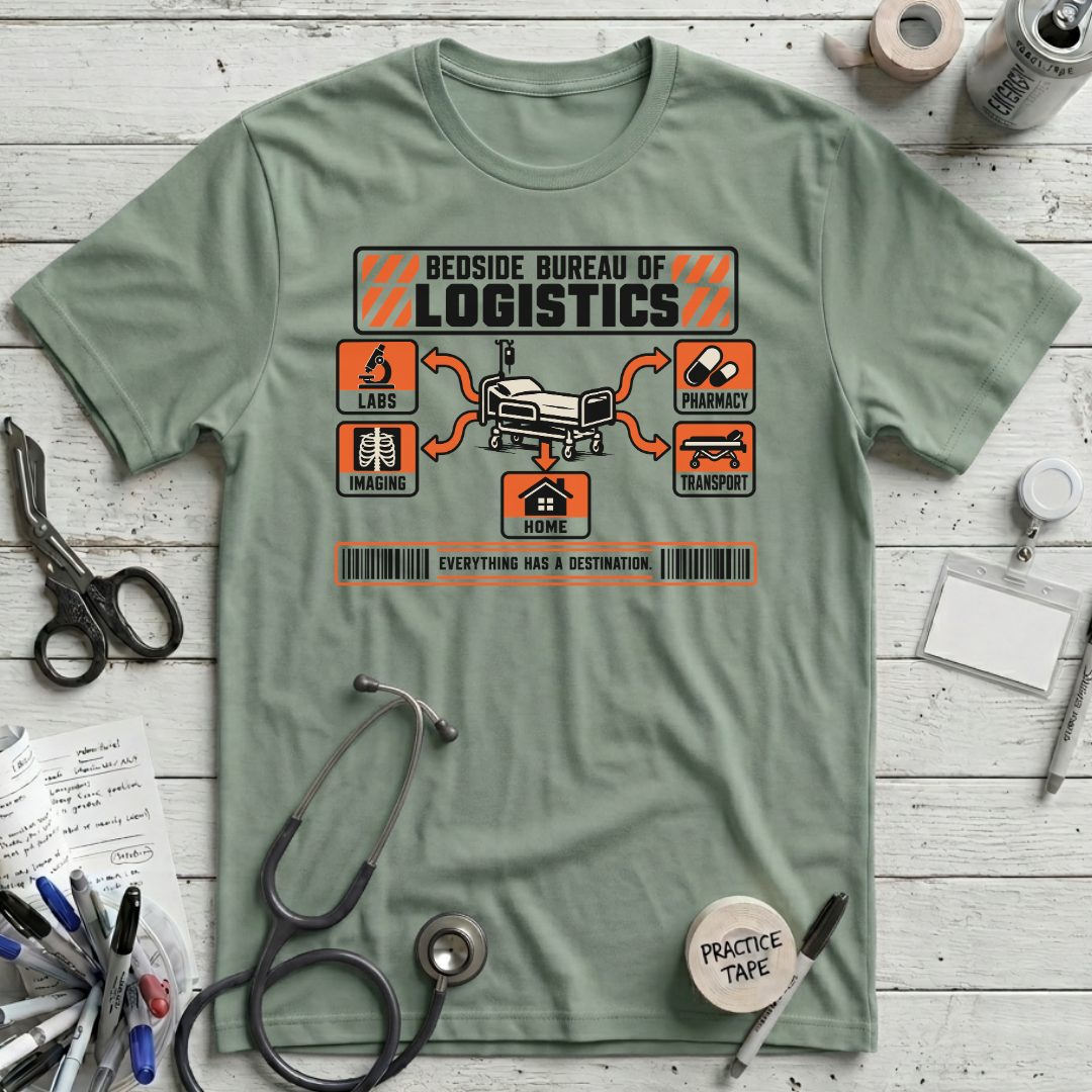Bedside Logistics Map T-Shirt - Sage