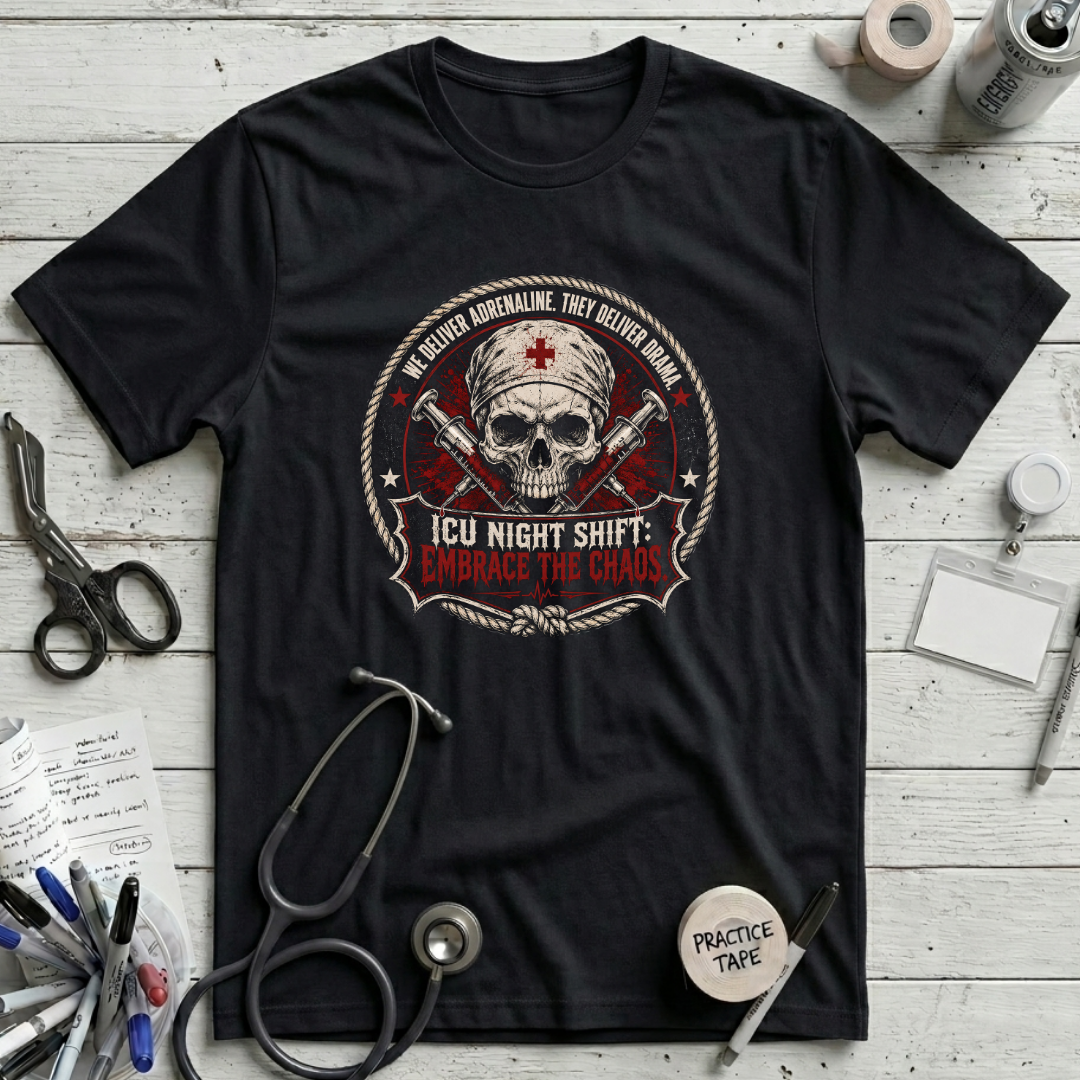 ICU Night Shift Embrace the Chaos T-Shirt - Black