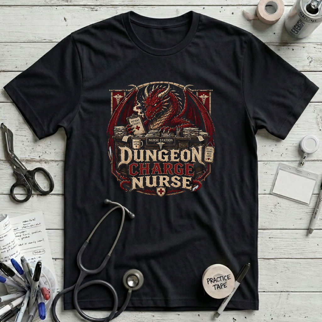 Dungeon Charge Nurse T-Shirt - Black