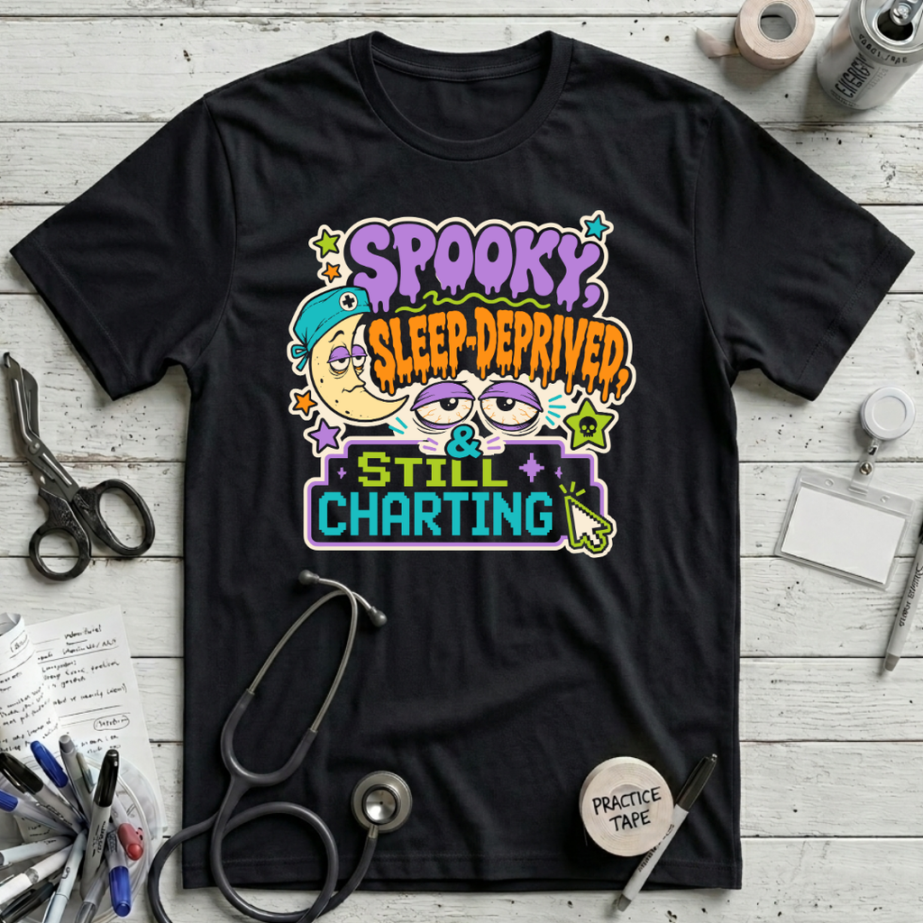 Spooky Sleep Deprived T-Shirt - Black