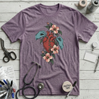 Botanical Heart Sutures T-Shirt - Heather Purple