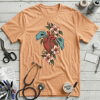 Botanical Heart Sutures T-Shirt - Peach