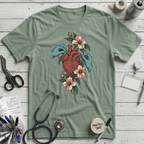 Botanical Heart Sutures T-Shirt - Sage