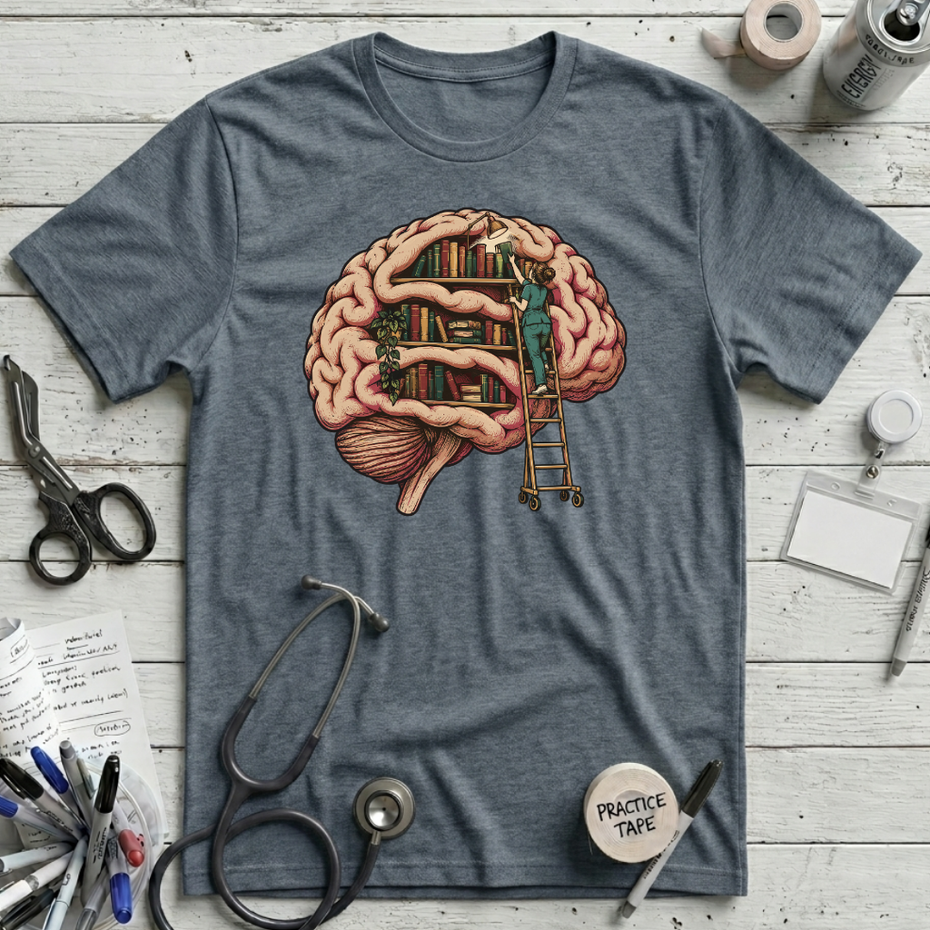 Brain Library T-Shirt - Heather Slate