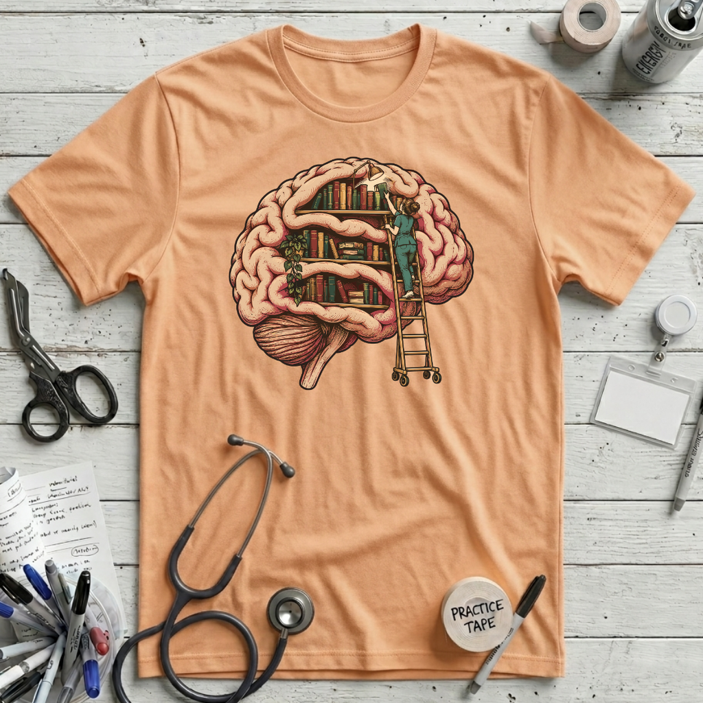 Brain Library T-Shirt - Peach