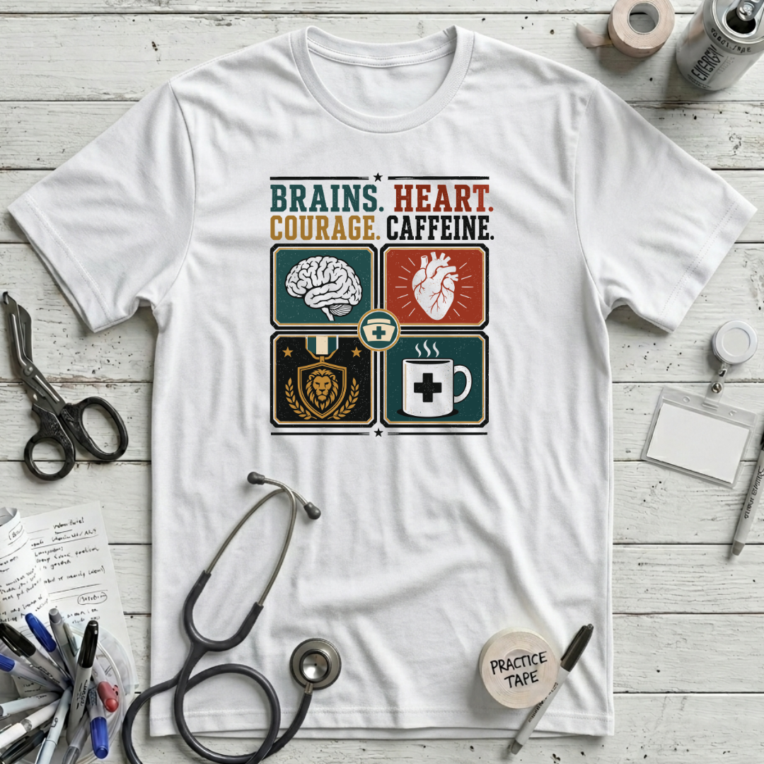 Brains Heart Courage T-Shirt - White