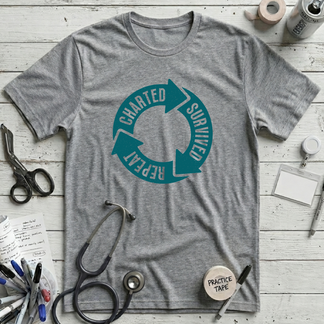 Charted Survived Repeat T-Shirt - Athletic Heather