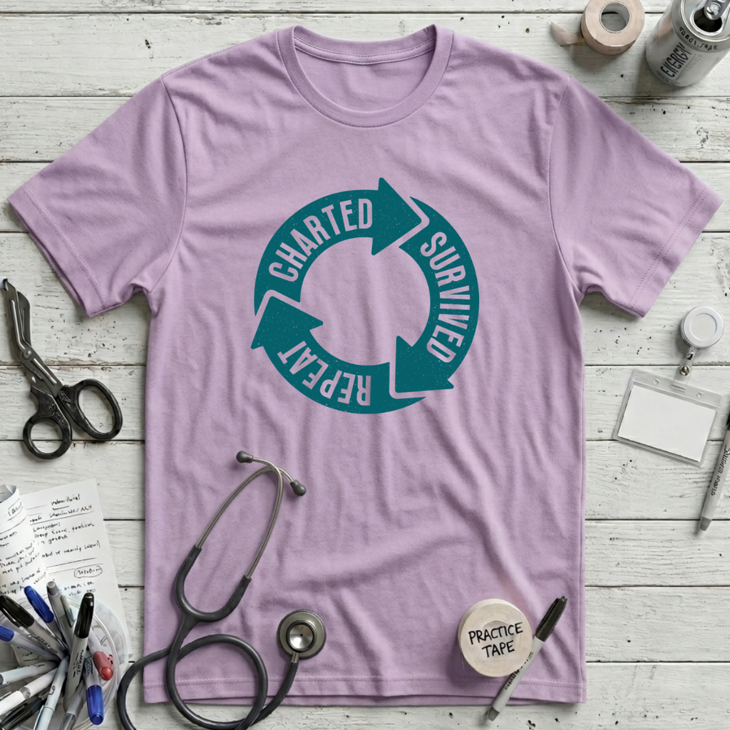 Charted Survived Repeat T-Shirt - Lilac