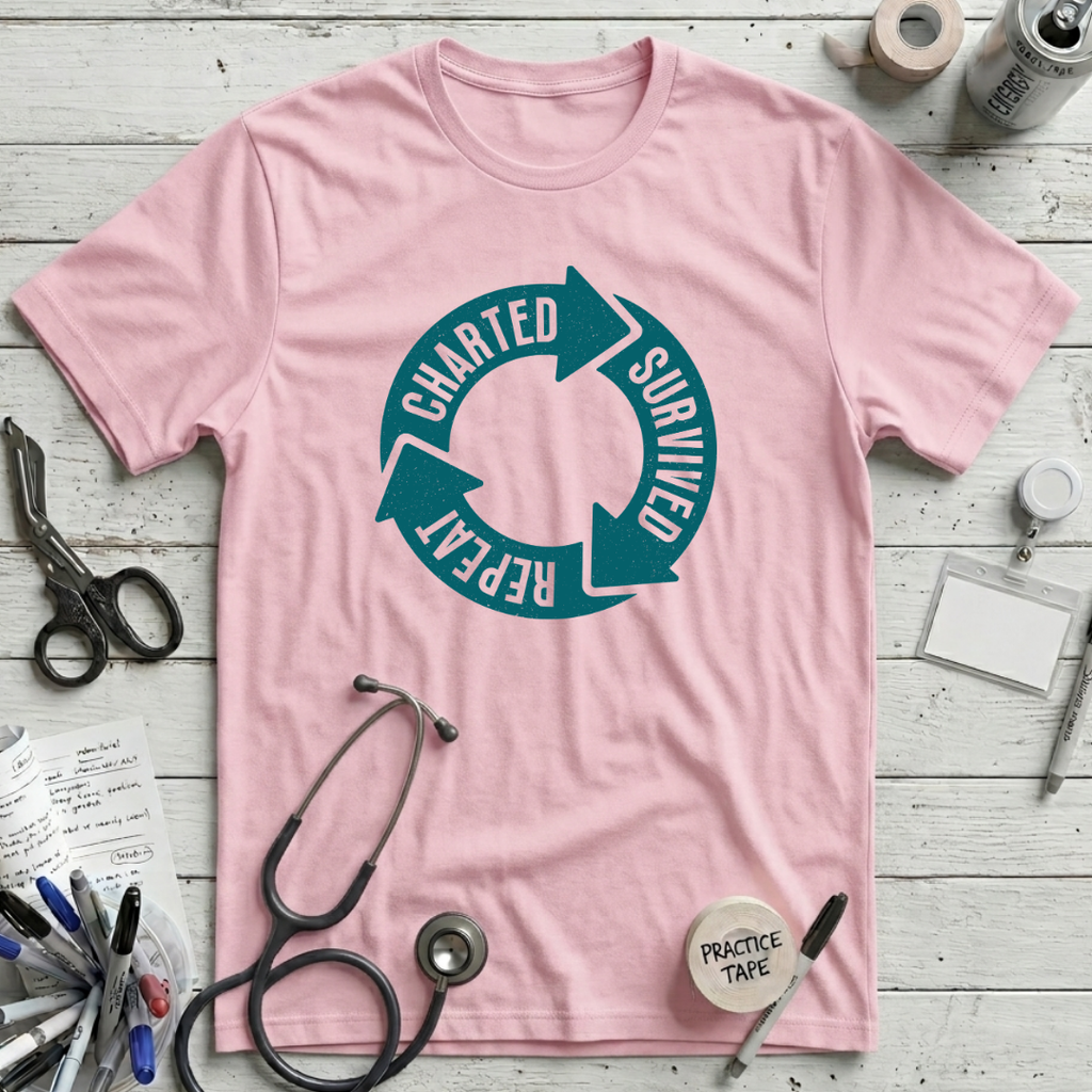 Charted Survived Repeat T-Shirt - Pink