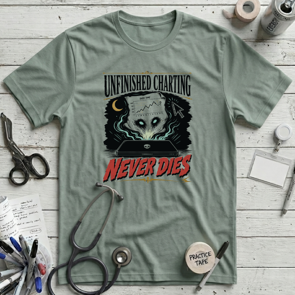 Charting Never Dies T-Shirt - Dusty Blue