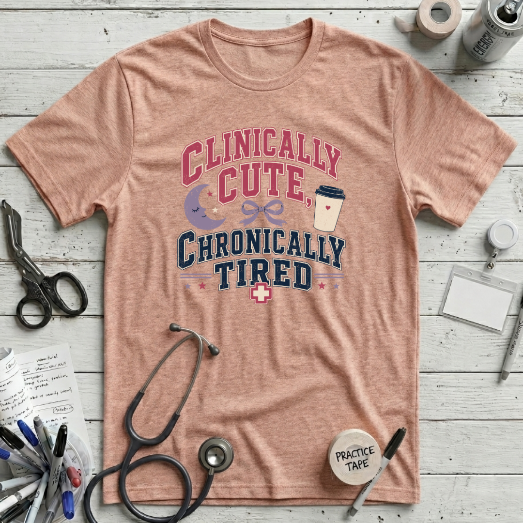 Chronically Tired T-Shirt - Heather Prism Peach