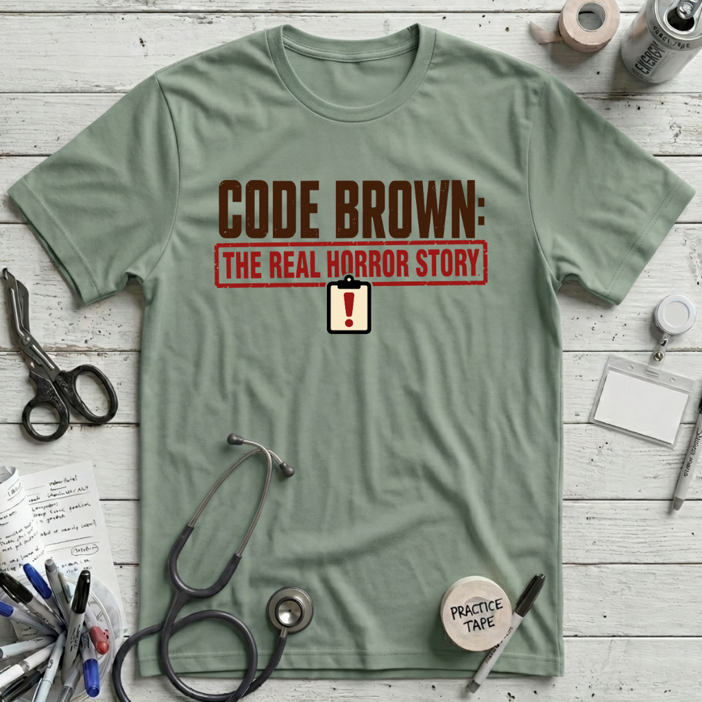 Code Brown Horror T-Shirt - Sage