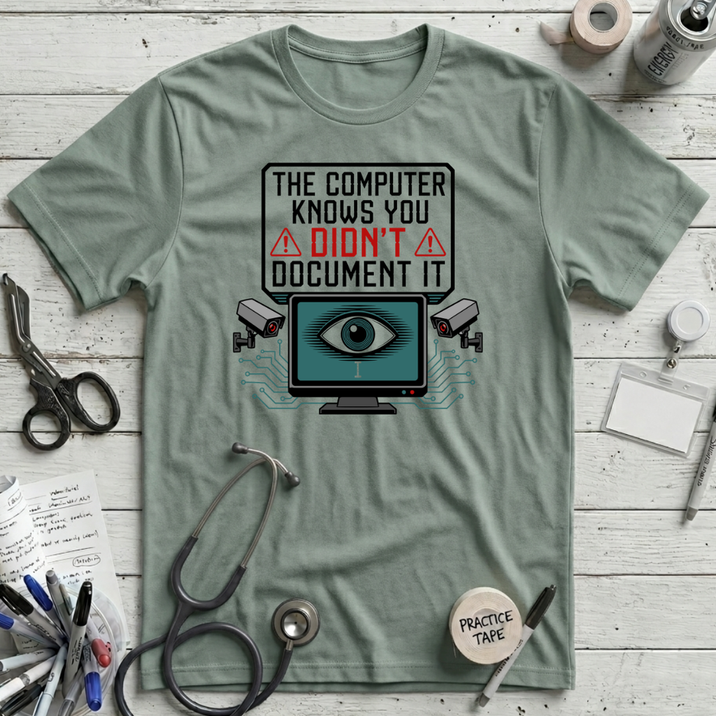 Computer Knows T-Shirt - Dusty Blue