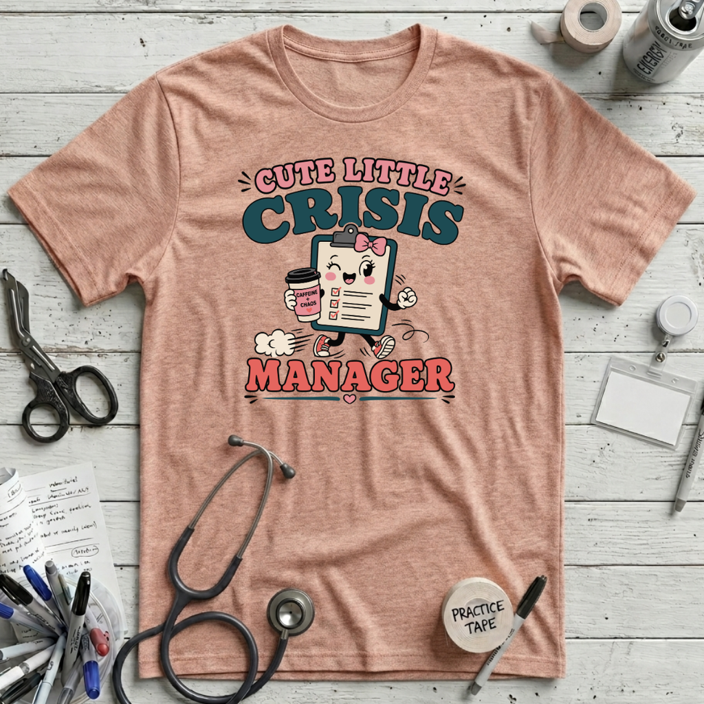 Cute Crisis Manager T-Shirt - Heather Prism Peach