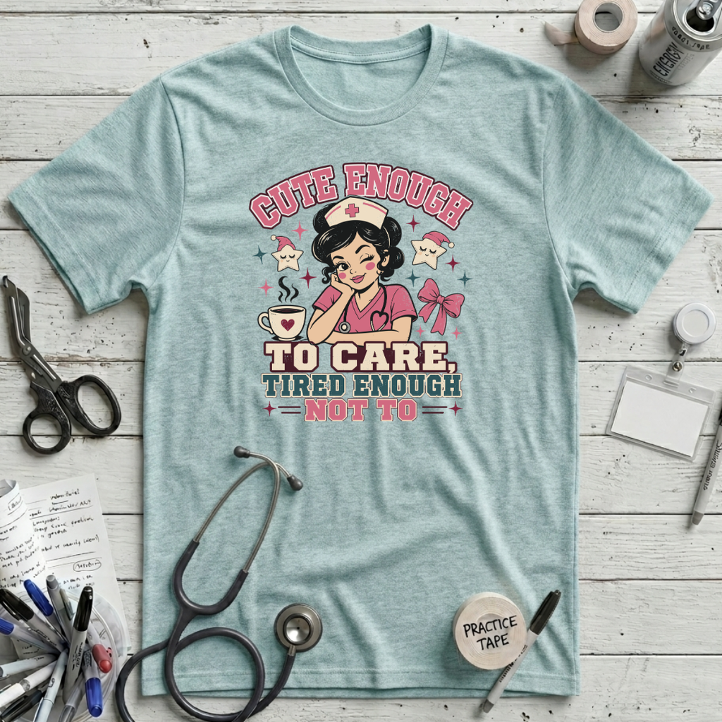 Cute and Tired T-Shirt - Heather Ice Blue