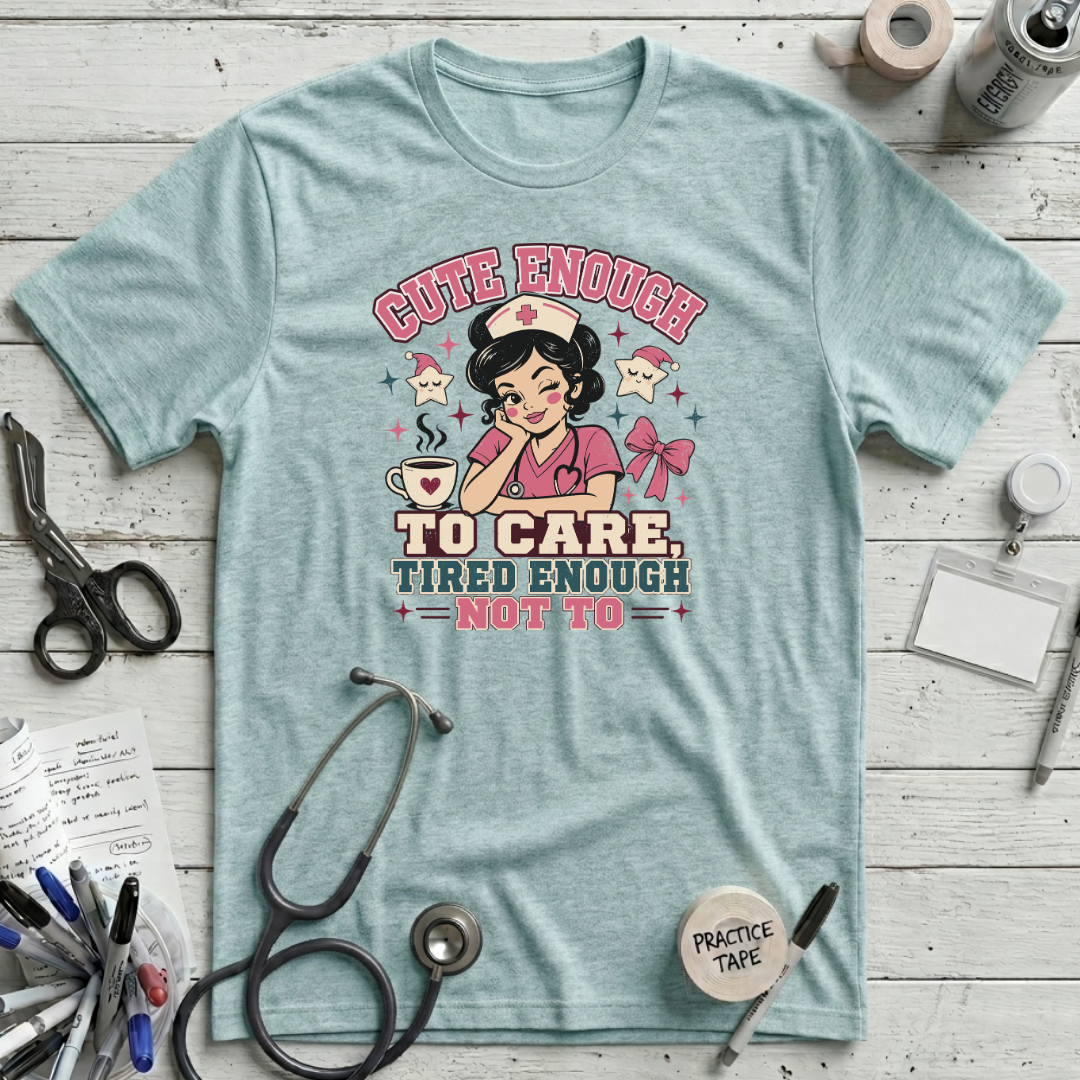 Cute and Tired T-Shirt - Heather Ice Blue