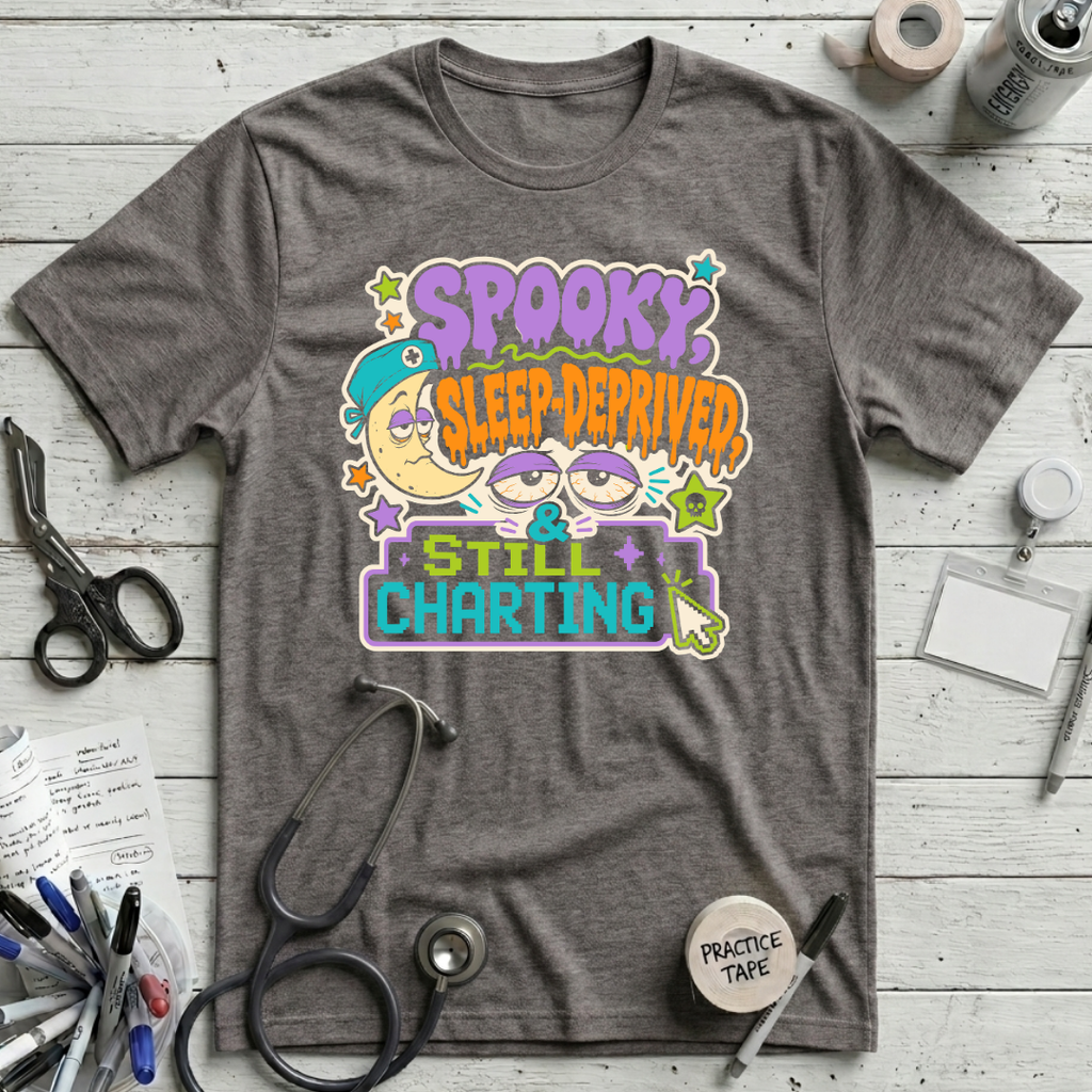 Spooky Sleep Deprived T-Shirt - Dark Grey Heather