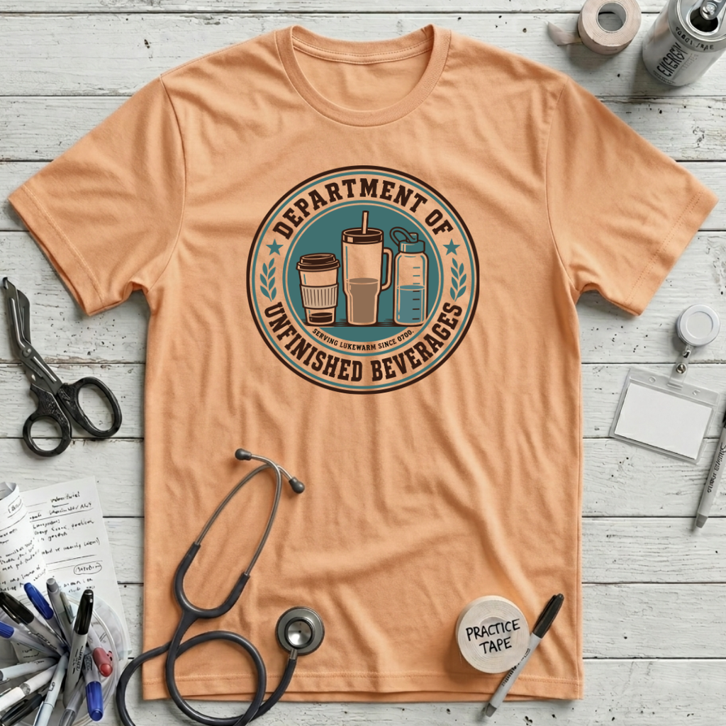 Department of Unfinished Beverages T-Shirt - Peach