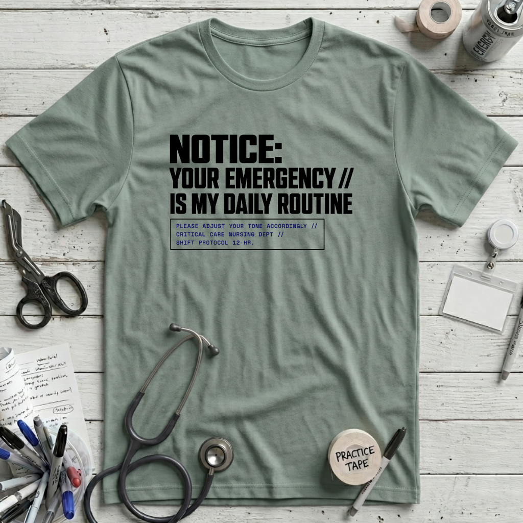 Emergency Daily Routine T-Shirt - Dusty Blue