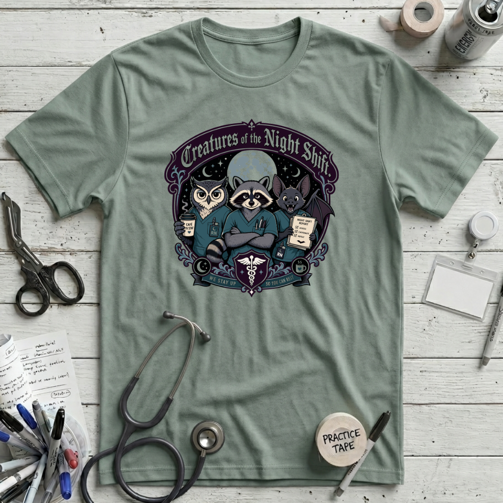 Creatures of the Night Shift T-Shirt - Dusty Blue