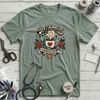 Caffeinated Caregiver T-Shirt - Dusty Blue
