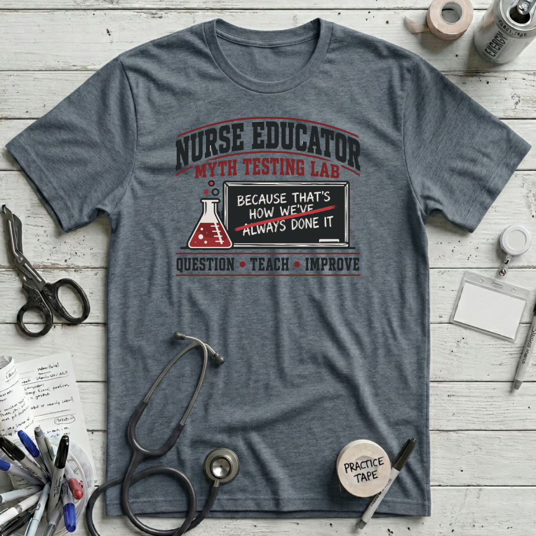 Educator Myth Testing T-Shirt - Heather Slate
