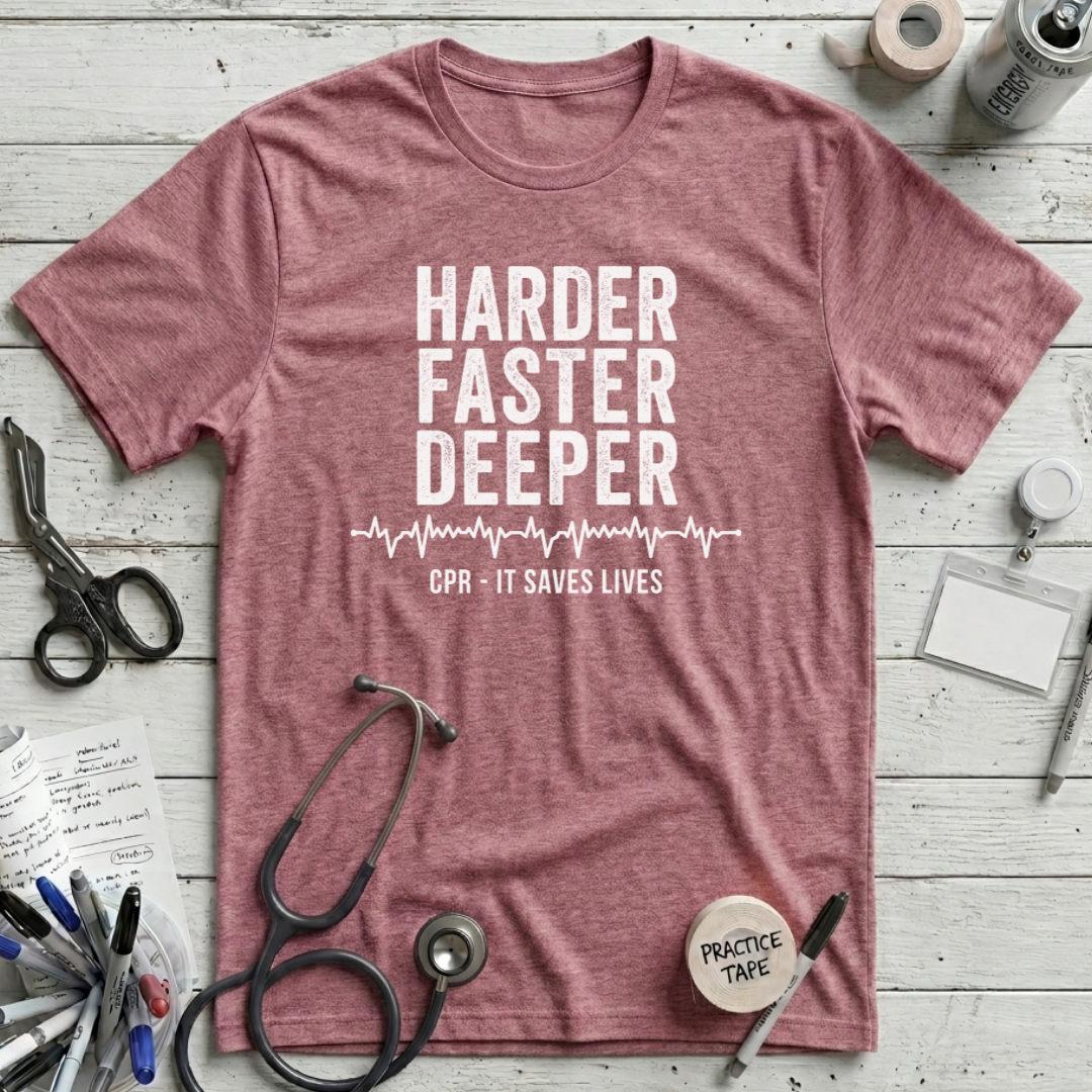 Harder Faster Deeper T-Shirt - Heather Raspberry