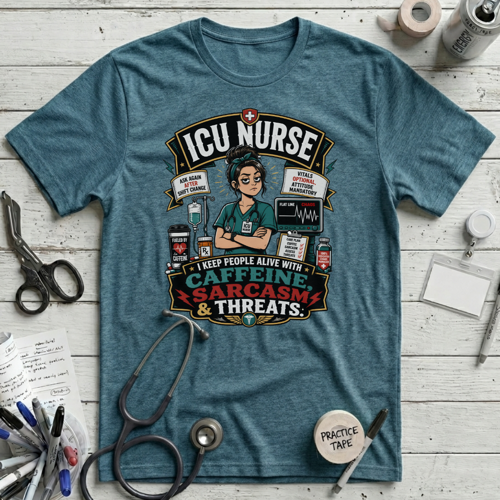 Caffeine, Sarcasm, Threats T-Shirt