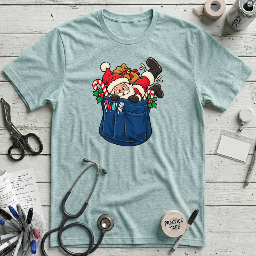 Santa in a Pocket T-Shirt