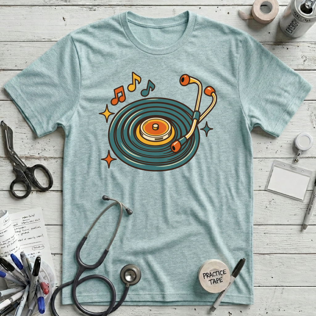 Stethoscope Vinyl Turntable T-Shirt