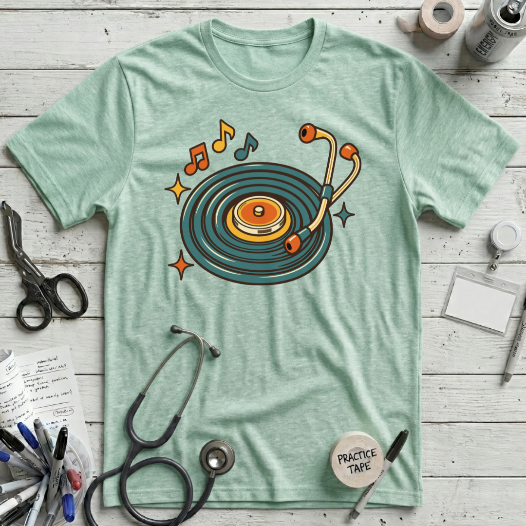 Stethoscope Vinyl Turntable T-Shirt
