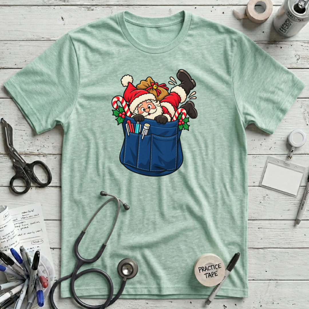 Santa in a Pocket T-Shirt
