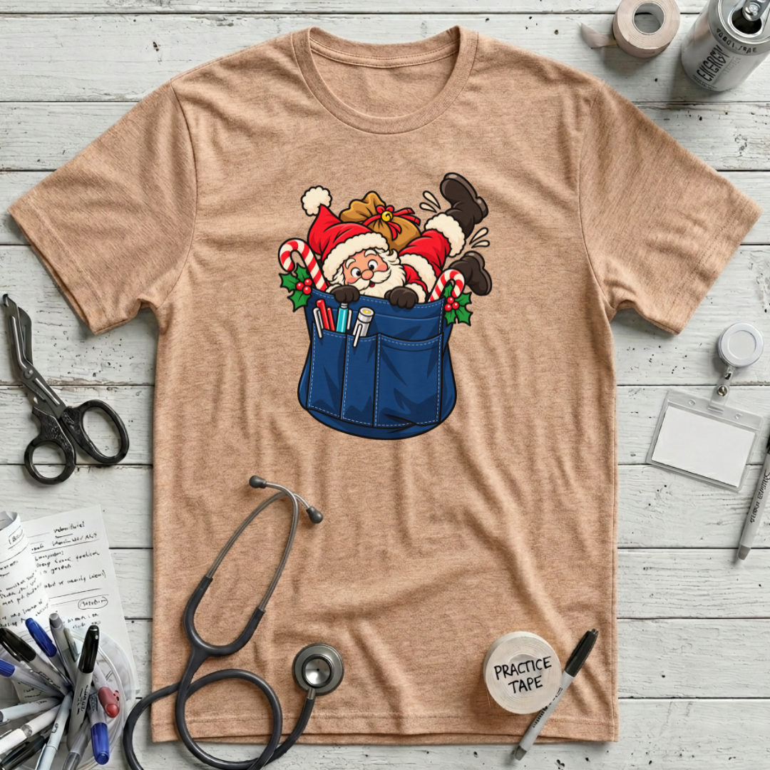 Santa in a Pocket T-Shirt