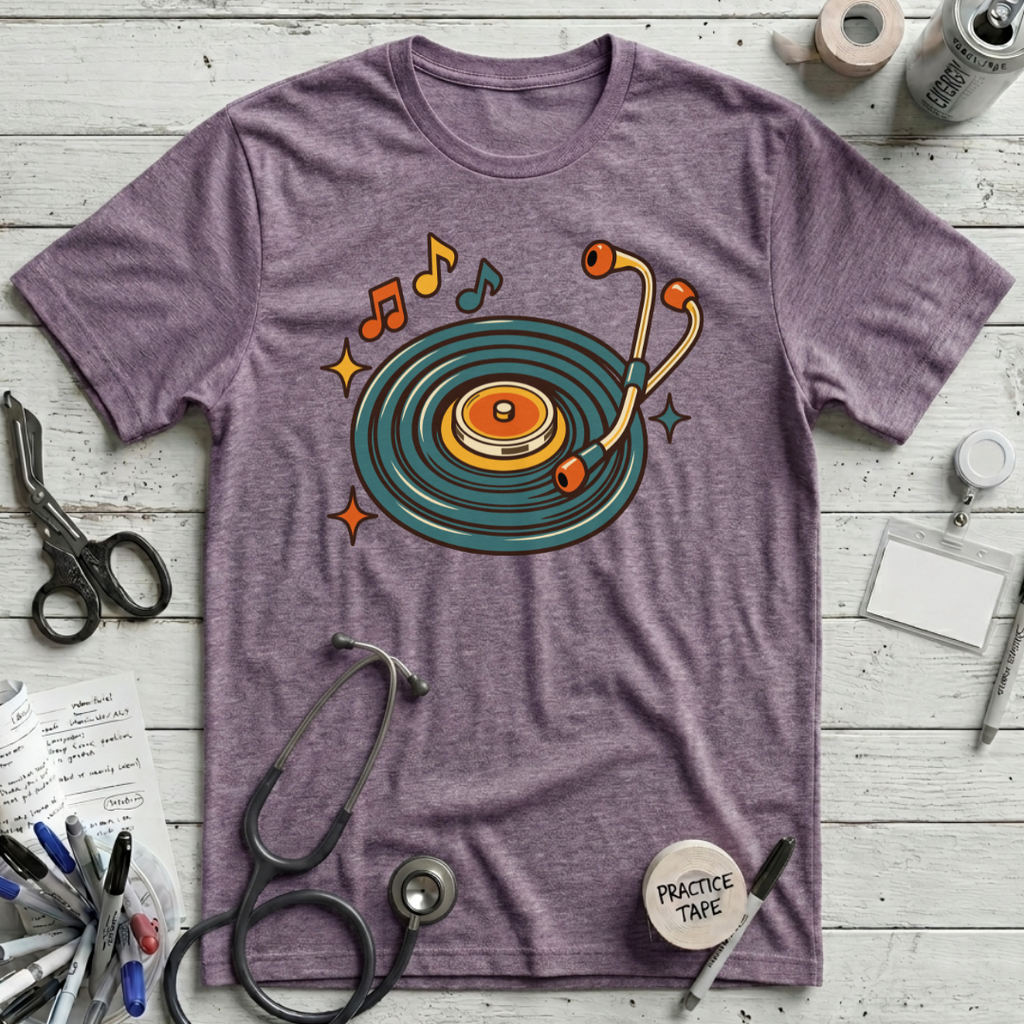 Stethoscope Vinyl Turntable T-Shirt