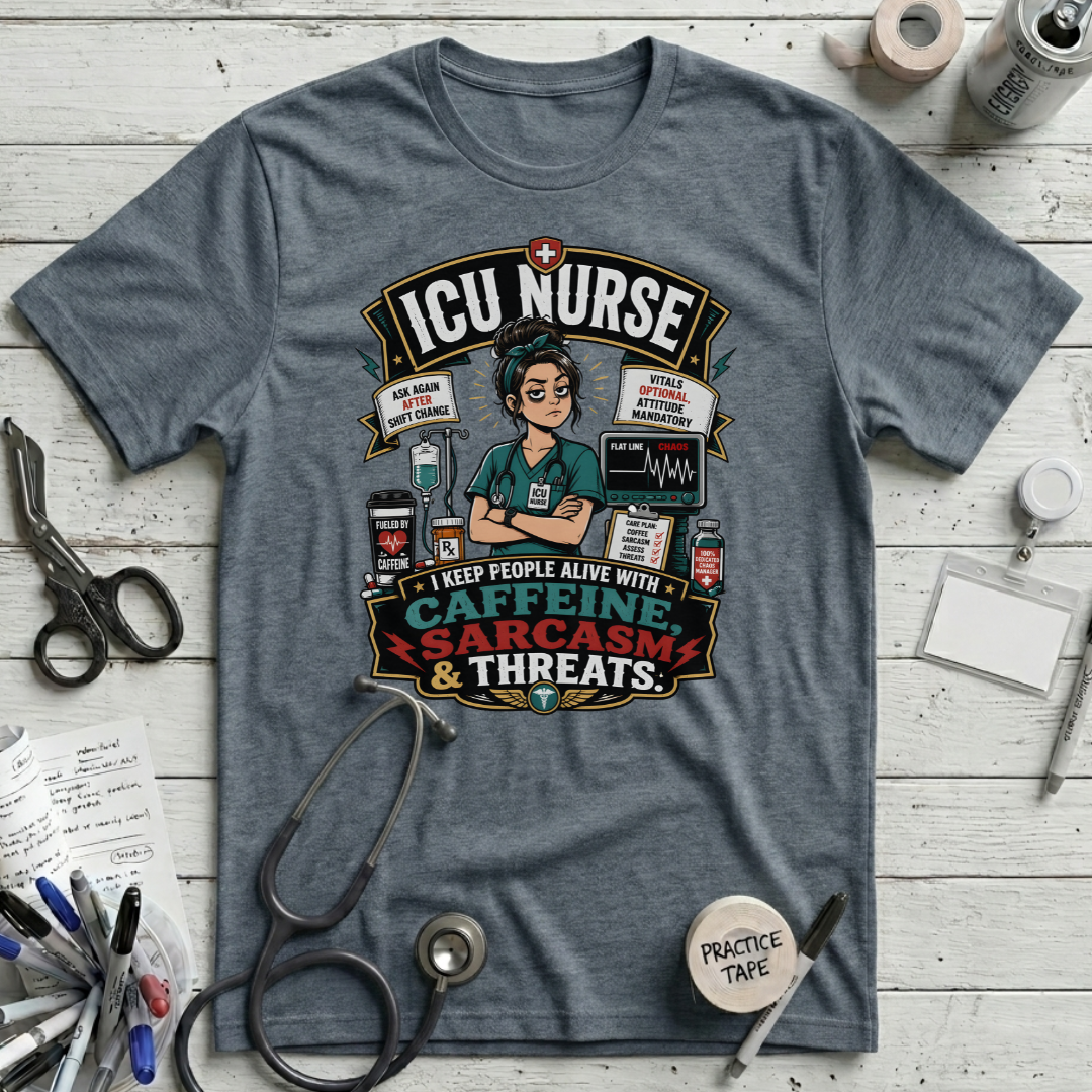 Caffeine, Sarcasm, Threats T-Shirt