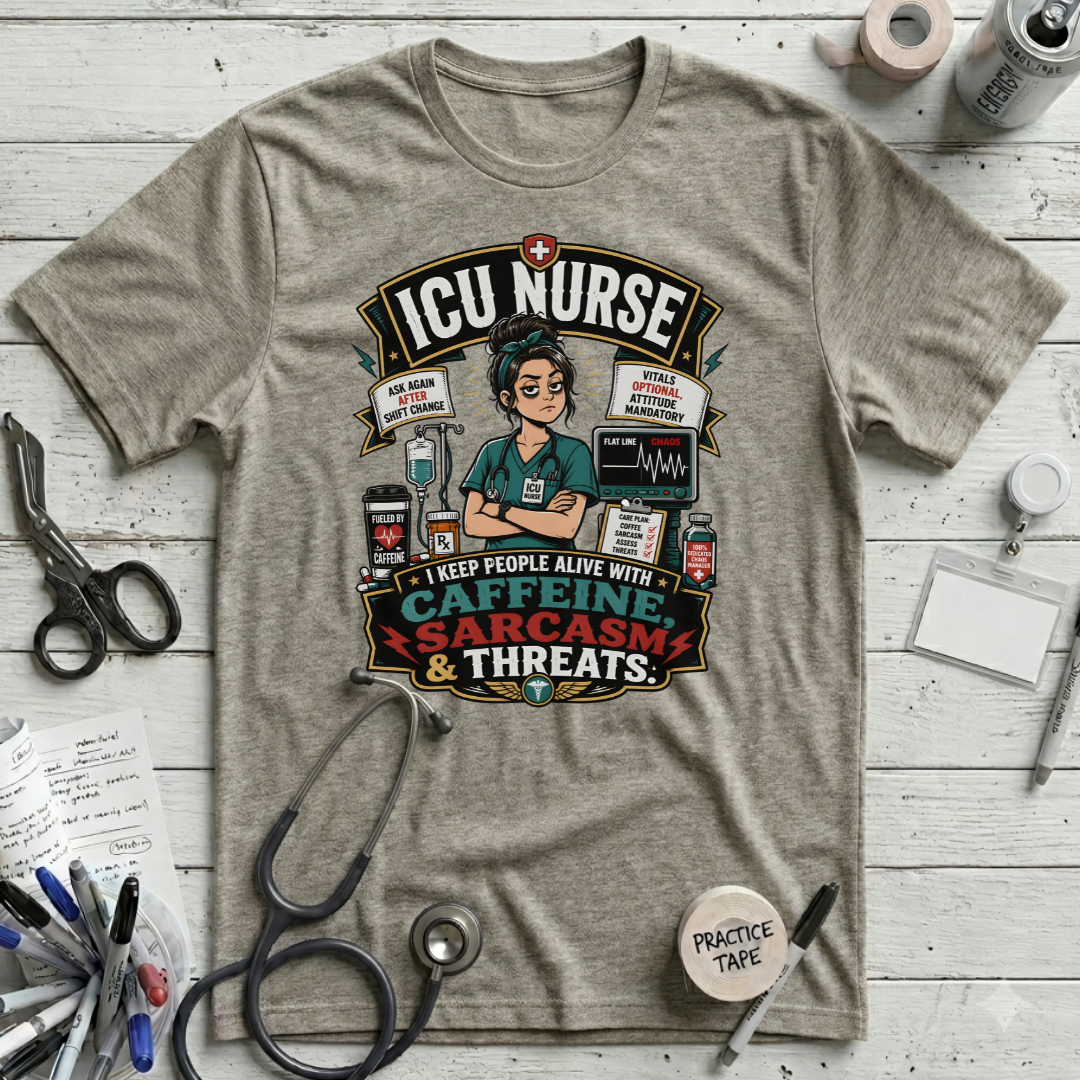 Caffeine, Sarcasm, Threats T-Shirt
