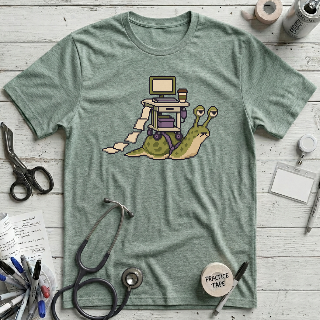 Overworked Snail T-Shirt - Heather Dusty Blue