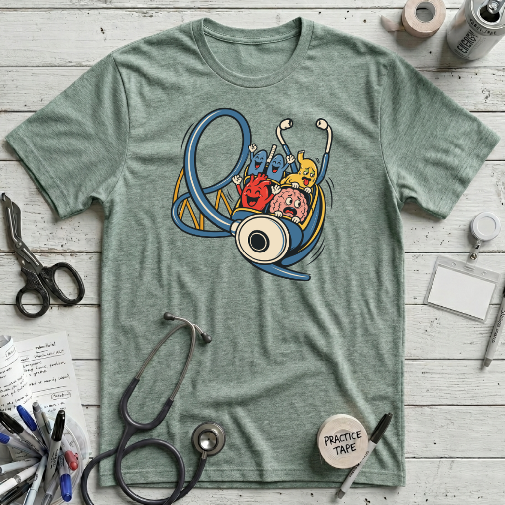 Stethoscope Roller Coaster T-Shirt - Heather Dusty Blue